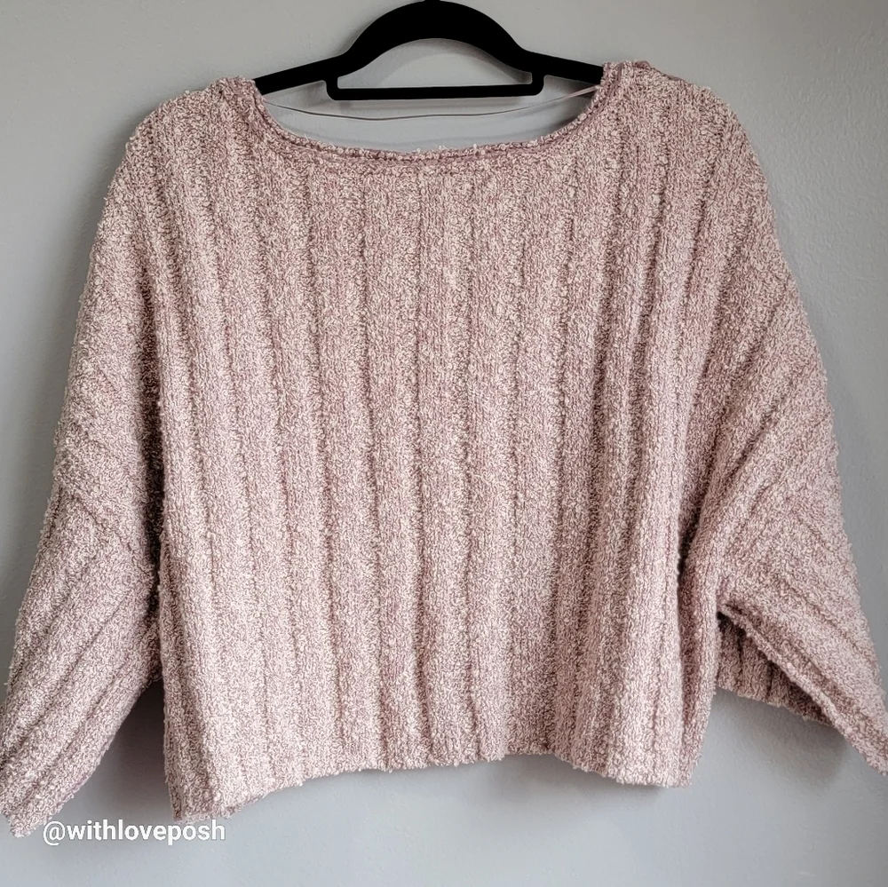 FREE PEOPLE pink knit oversized sweater top  XS